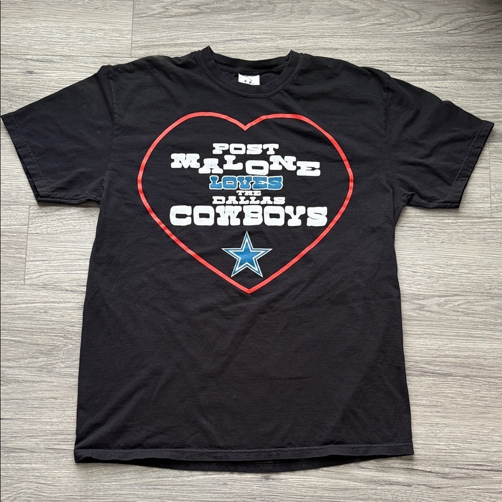 Post Malone Cowboys Black Graphic Tee with Heart Design